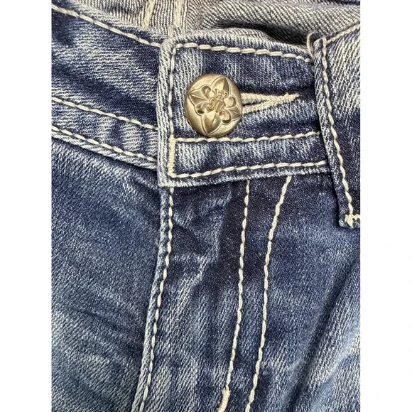 Miss Me Jeans Women 27 Blue MP7299S Mid-Rise Skinny Embellished Flap Pocket - Picture 13 of 16